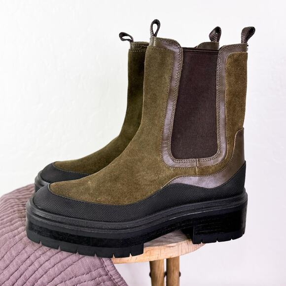 Sam Edelman Lulia Leather Suede Chelsea Lug Sole Platform Combat Boots 7.5 NWT - Picture 1 of 10